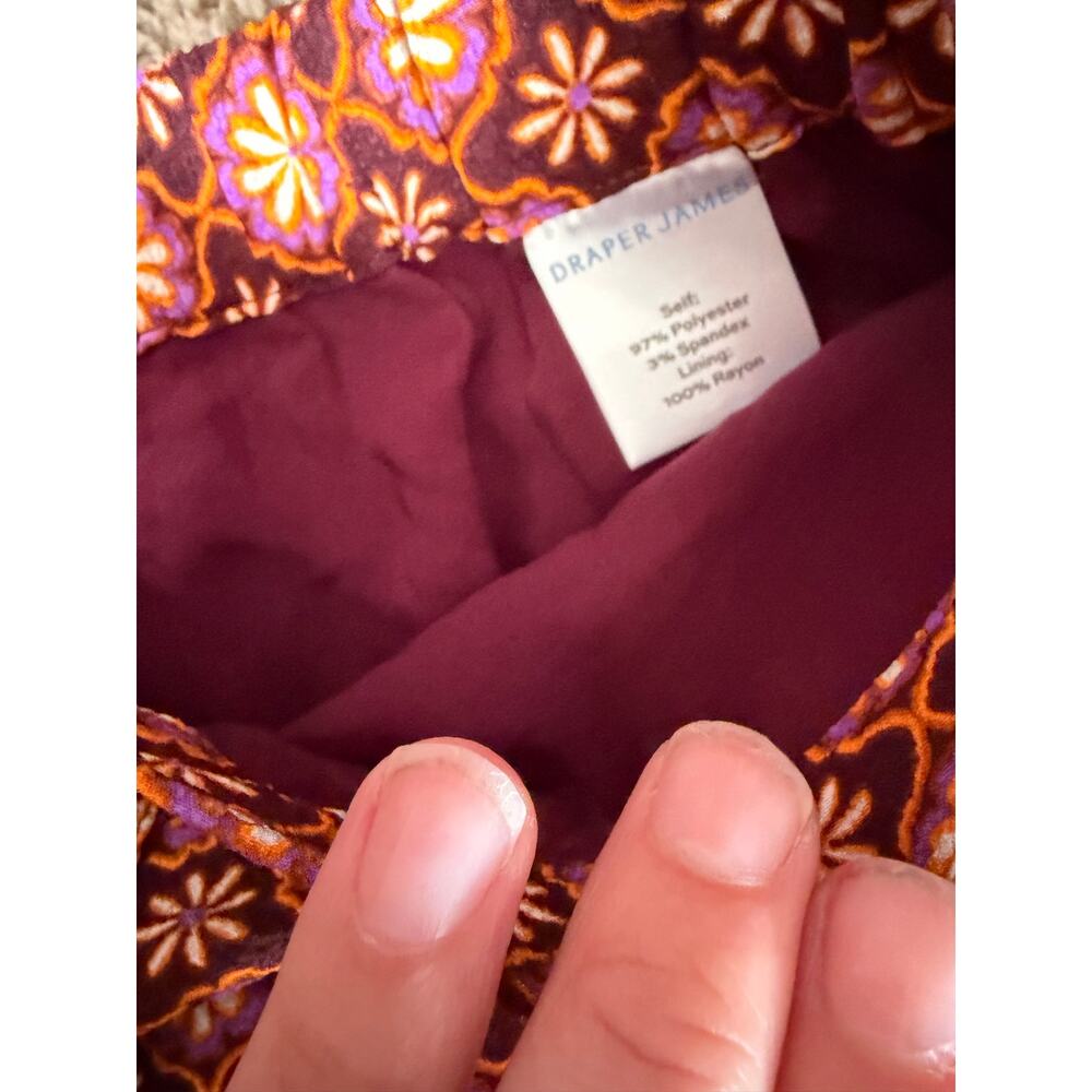 Draper James Floral Geometric Midi Skirt Womens Small S Button Front Retro - Picture 5 of 6